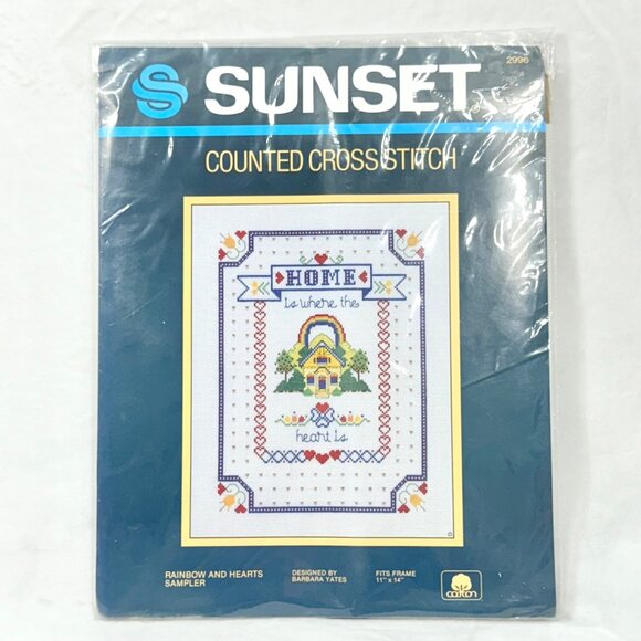 Sunset Counted Cross Stitch Kit "Home Is Where the Heart Is" New/Sealed (1984) - Picture 1 of 6